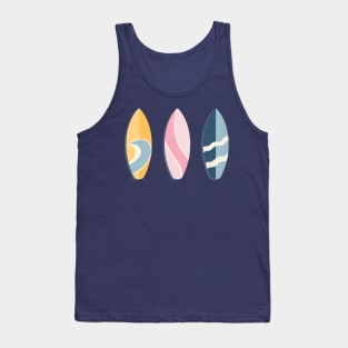 Retro surfboards lineup - pink, blue and yellow Tank Top